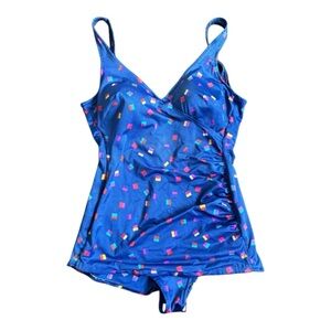 Maxine of Hollywood Blue Swimsuit with Colorful Print